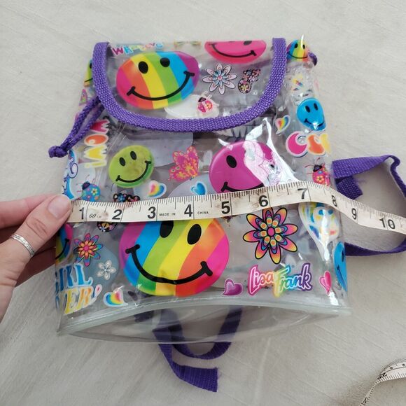 Vintage 90s Lisa Frank Smiley Clear Purple Backpack Mini - Picture 9 of 10